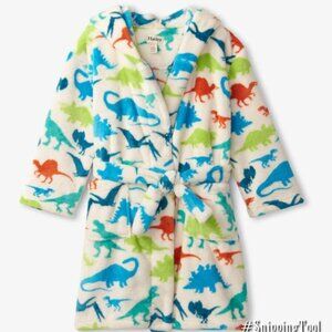 Hately Dinosaur Thick warm Fleece Robe Hooded White multicolor Dinosaur Boys 2-3